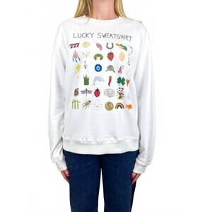 NEW UNFORTUNATE PORTRAIT lucky shirt crewneck sweatshirt in white